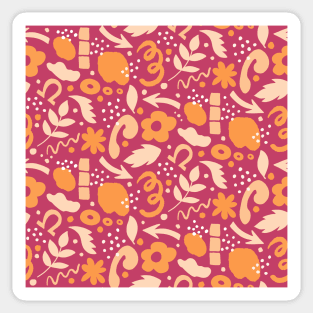 Abstract retro vibrant pattern in orange, cream and tomato red Sticker